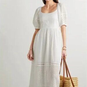 La Ligne Broderie Anglaise-Trimmed Cotton Voile Midi Dress